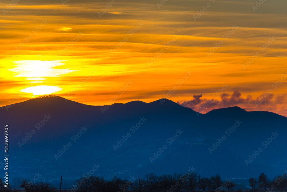 Sunset in the beginning winter season