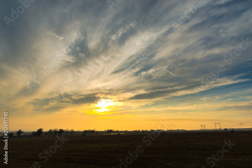 Sunset in the beginning winter season