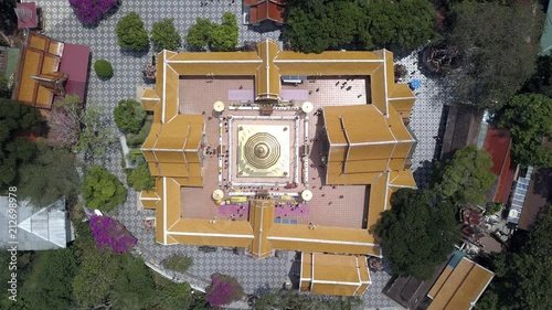 4K AERIAL OVERHEAD SHOT of Doi Suthep, buddhist temple in Chiang Mai, Thailand. photo