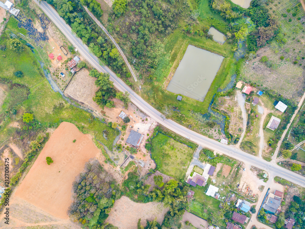Fototapeta premium Aerial view of rural area in Khao Kho district