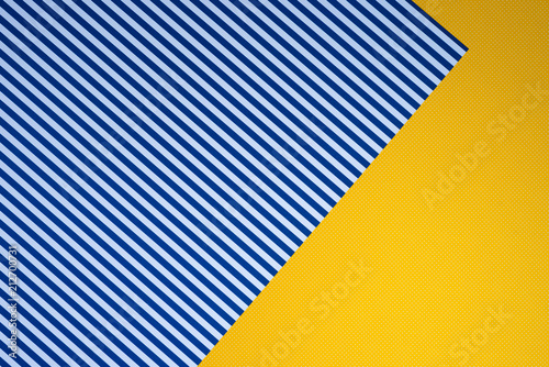 top view of blue striped and yellow dotted templates for background