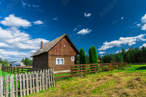 Sunny day in Carpathian mountains, Poiana Stampei, Romania photo