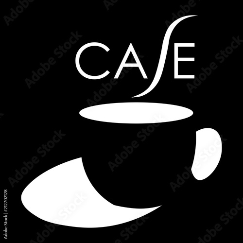a cup of coffee with an inscription cafe using negative space cafe minimalist logo