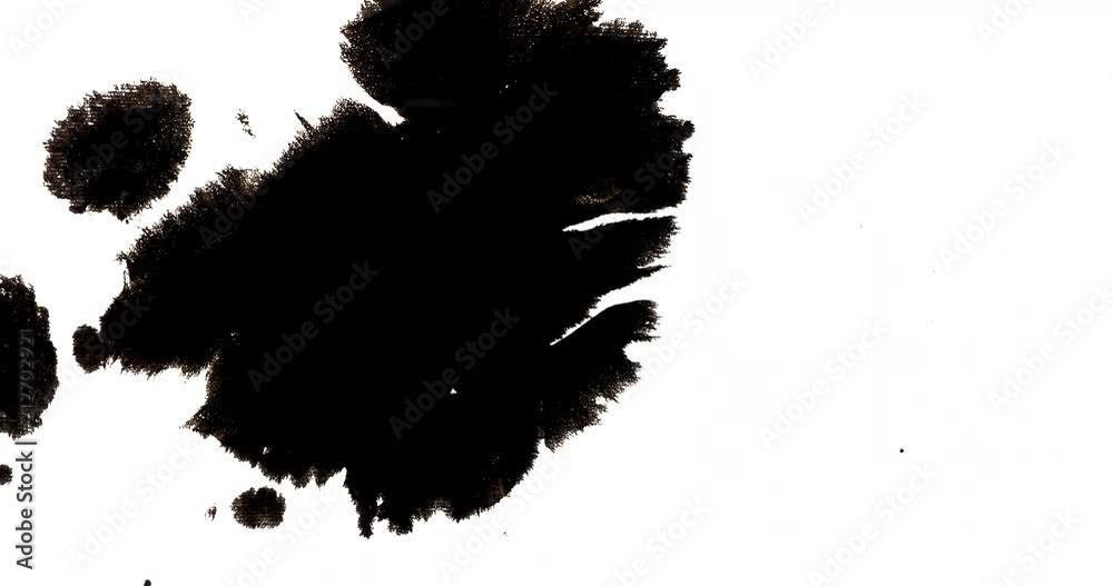 Drawing with Korean black ink spreading over traditional Korean paper