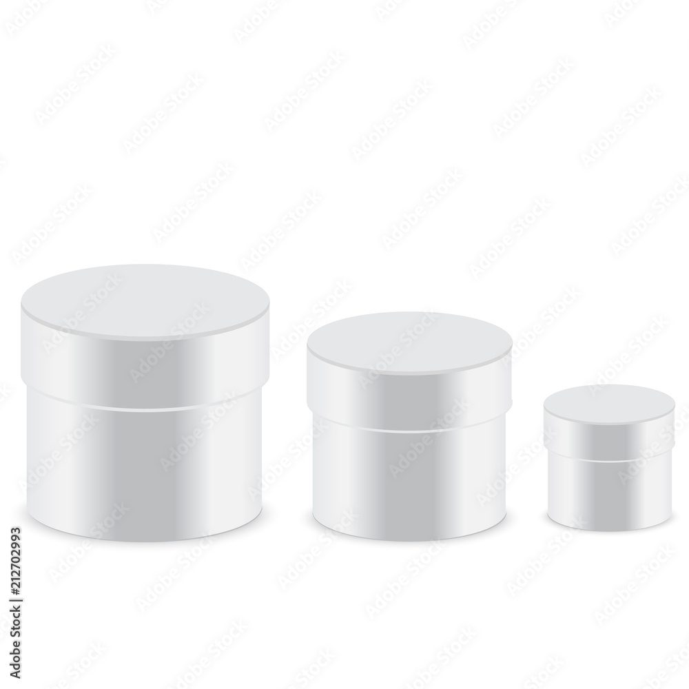 White round closed box packing. Vector illustration. White round closed box packing. Vector illustration.