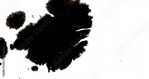 Drawing with Korean black ink spreading over traditional Korean paper