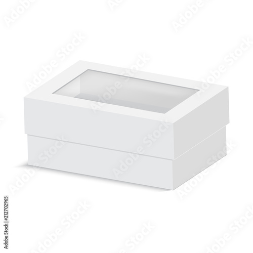 Blank of cardboard boxes with transparent window. Vector
