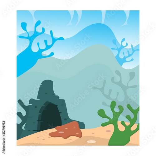 blue deep sea coral reef cave ocean scenery landscape background