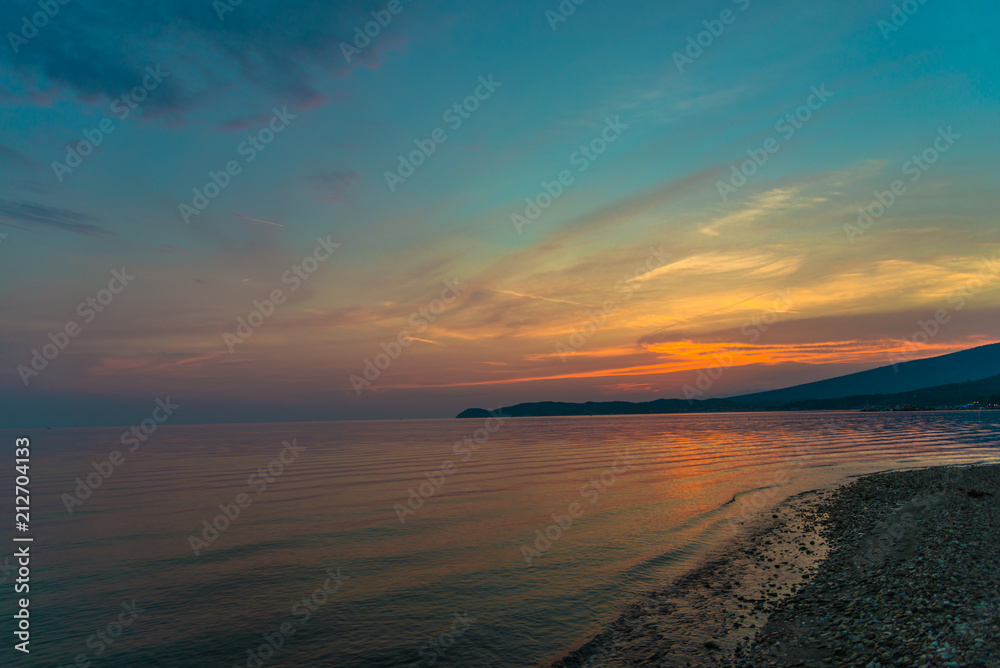Fototapeta premium View at the sunset in Thassos island, greece
