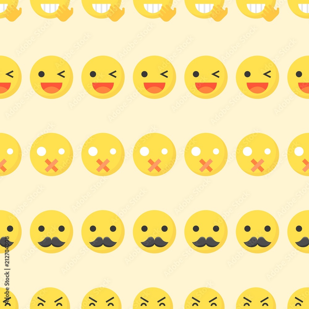 Emoticon seamless pattern, flat design for use as wallpaper or background Emoticon seamless pattern, flat design for use as wallpaper or background