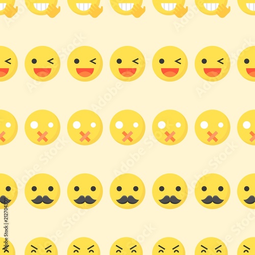 Emoticon seamless pattern, flat design for use as wallpaper or background © lukpedclub