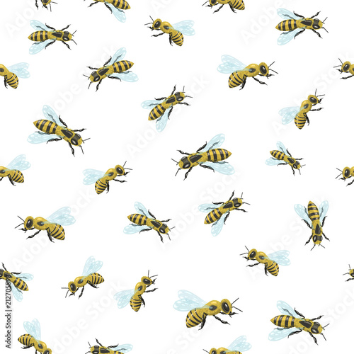 seamless pattern with bees © Hmarka