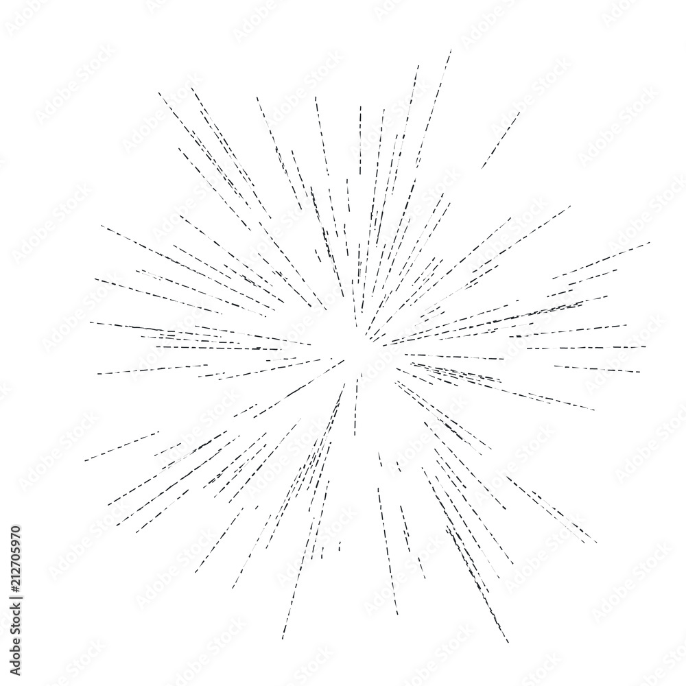 Fototapeta premium Abstract explosion, speed motion lines from the middle, radiating sharp