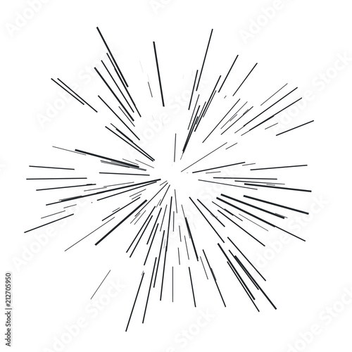 Abstract explosion  speed motion lines from the middle  radiating sharp