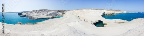 White chalk cliffs in Sarakiniko  Milos island  Cyclades  Greece.