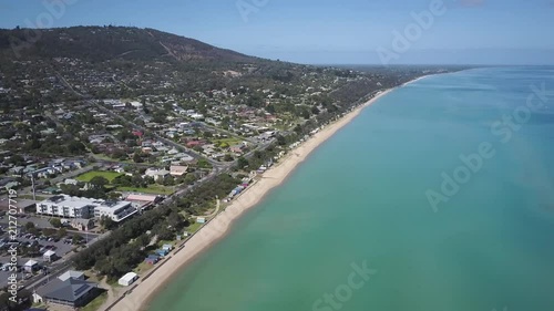 Aerial footage over beach photo