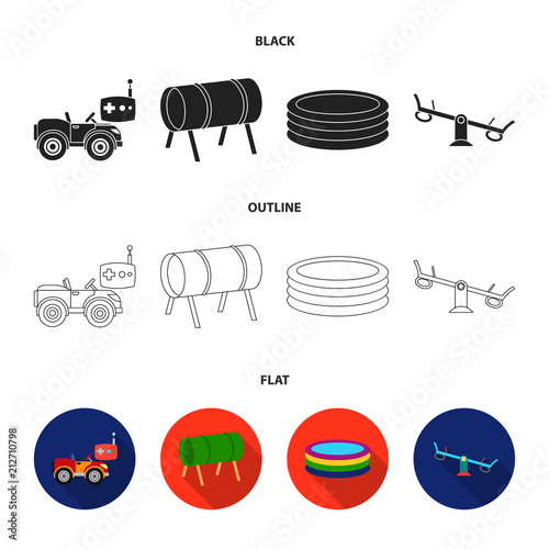 Machine for radio control, tunnel, trampoline, swing. Playground set collection icons in black,flat,outline style vector symbol stock illustration web.