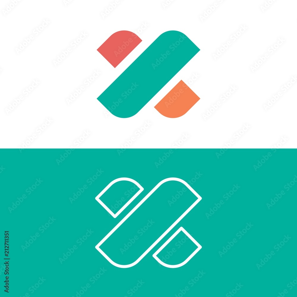abstract shape x and bird logo design concept in color harmony abstract shape x and bird logo design concept in color harmony