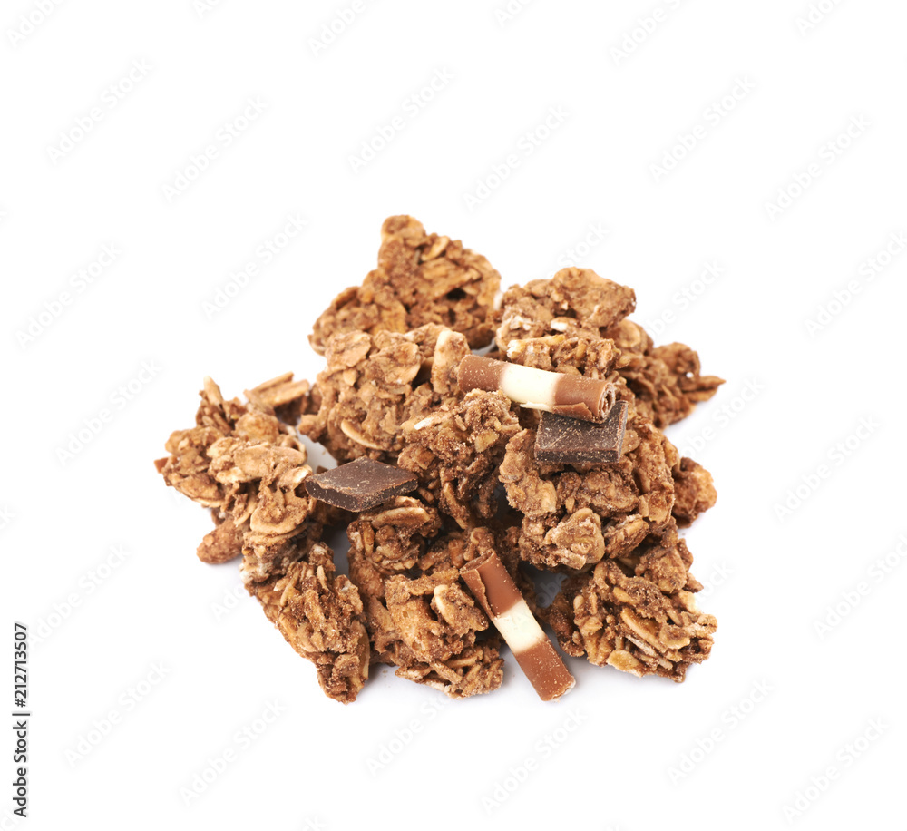 Pile of chocolate muesli isolated Pile of chocolate muesli isolated