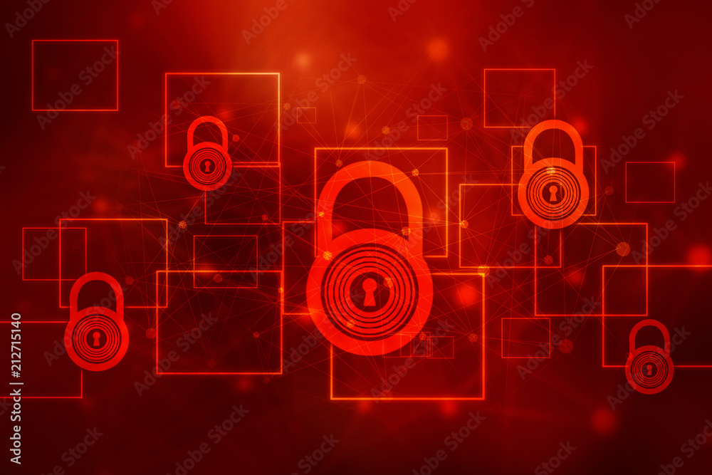 2d illustration Safety concept: Closed Padlock on digital background
