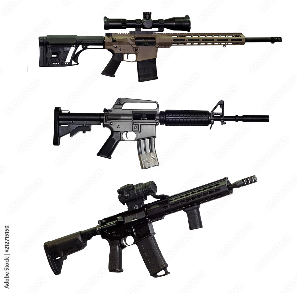 Sniper and аssault rifle on white background Sniper and аssault rifle on white background