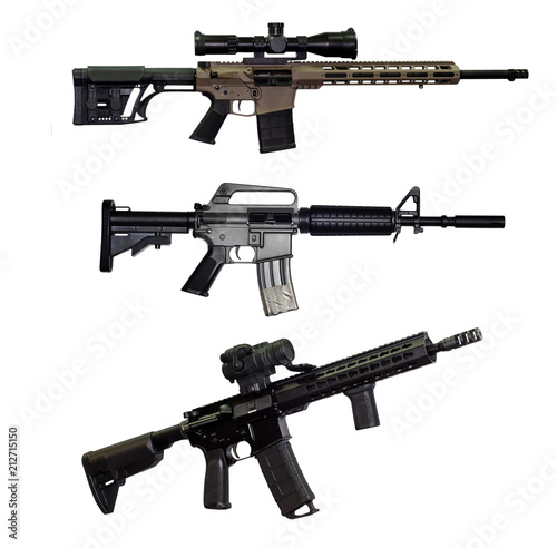 Photography Sniper and аssault rifle on white background