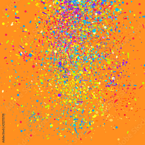 Background with colored confetti. Pattern for design. Print for polygraphy, posters, t-shirts and textiles. Greeting cards. Explosion. Bright firework. Print for polygraphy, banners and posters