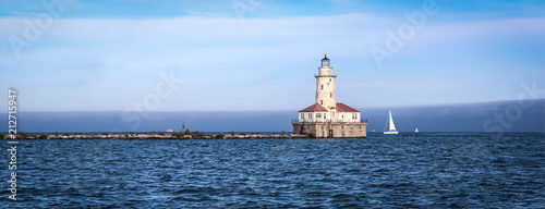 USA / Chicago Harbor Lighthouse on Michigan lake
