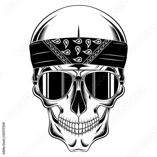 Vector image skull in bandana and glasses