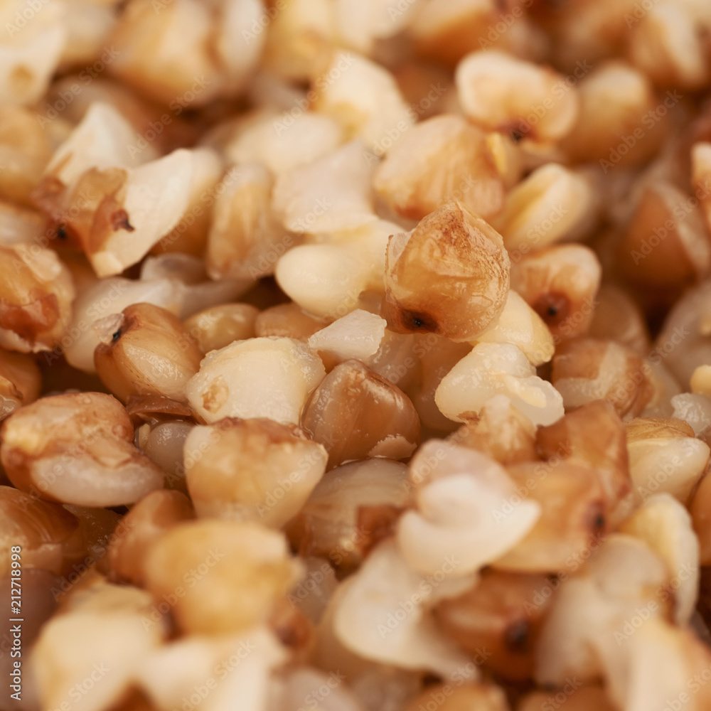 Surface coated with the cooked buckwheat Surface coated with the cooked buckwheat