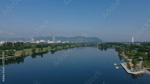 Drone flight over Neue Donau, Vienna photo