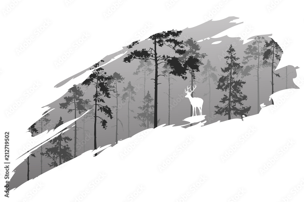 Obraz premium forest and deer