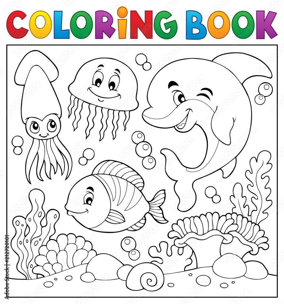 Fototapeta premium Kolorowanie książki Życie morskie motyw 7
