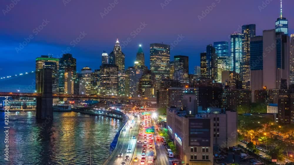 Hyperlapse video of Manhattan skyline and Brooklyn Bridge