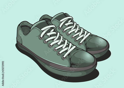Hand drawn Sneakers, graphic vector illustration.
