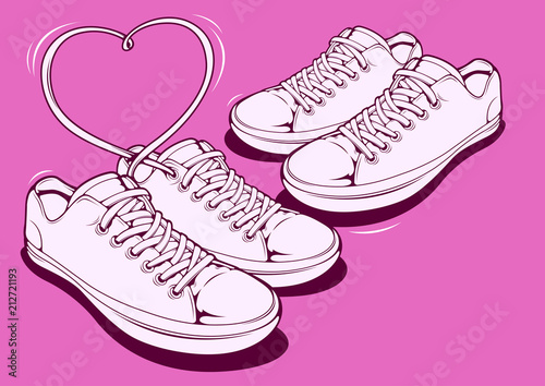 Hand drawn Sneakers, graphic vector illustration.