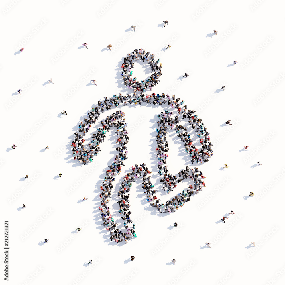 Many people form a dancing man Many people form a dancing man