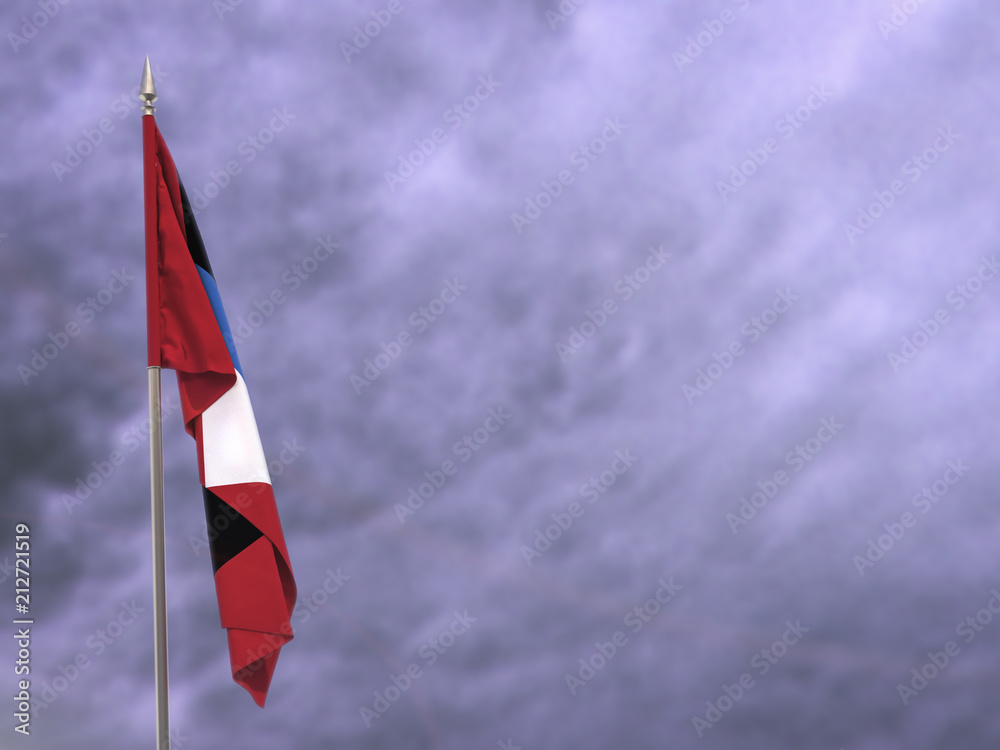 Flag of Antigua and Barbuda hanging down dangling Flag of Antigua and Barbuda hanging down dangling