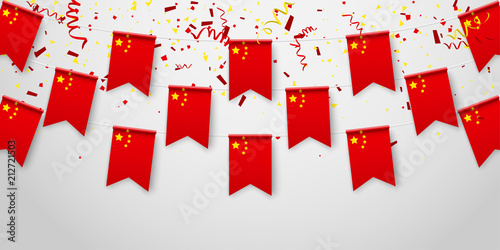 Festive background with chinese national flags.