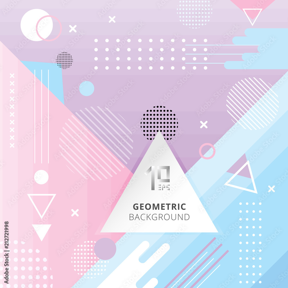 Obraz premium Streszczenie modny geometryczny wzór płaski kolor pastelowy styl tło