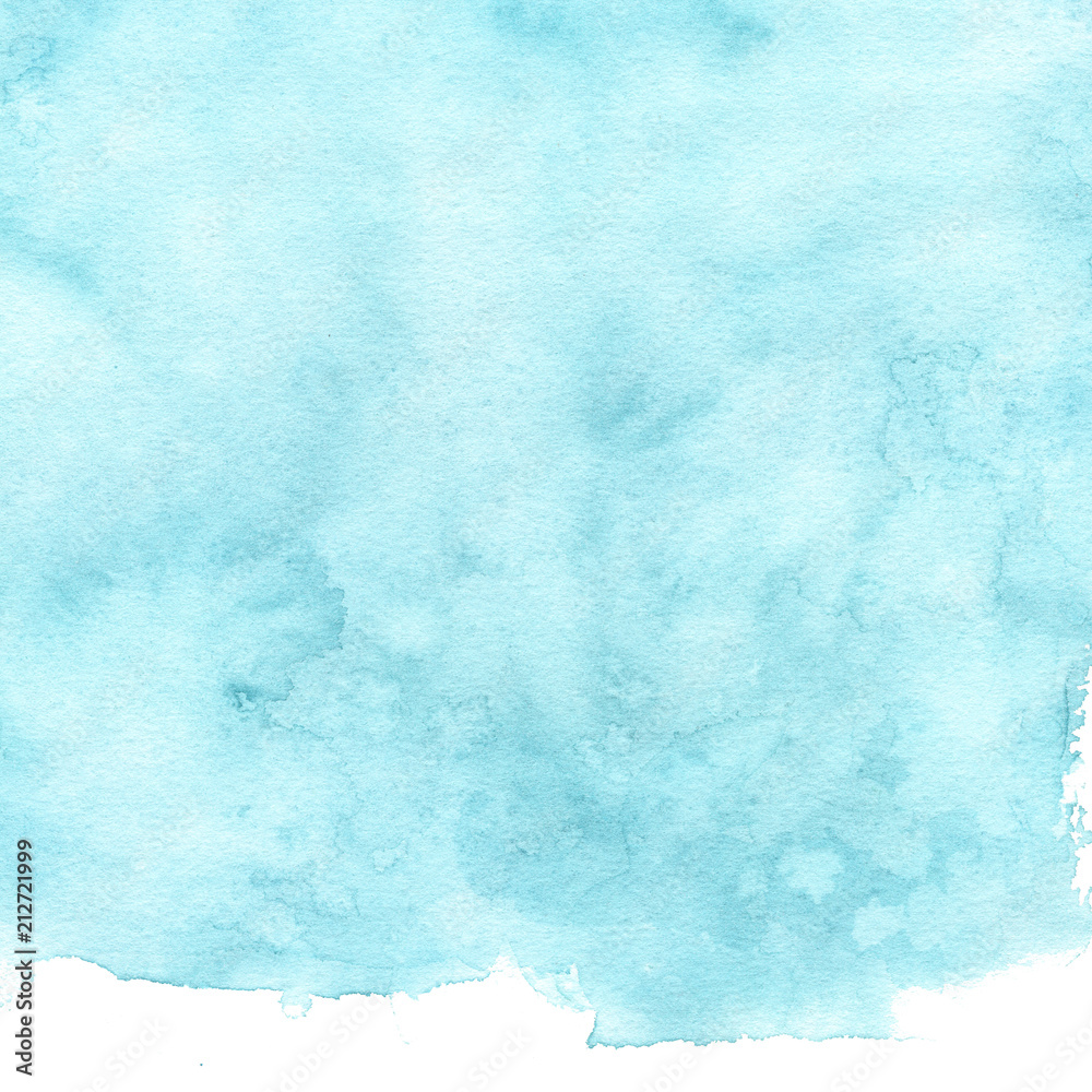 Hand painted watercolour sea water splash texture, abstract blue color watercolor background