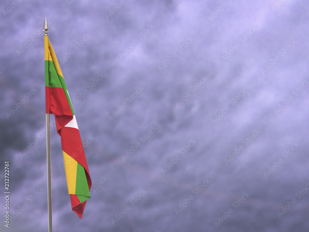 Flag of Myanmar hanging down dangling Flag of Myanmar hanging down dangling