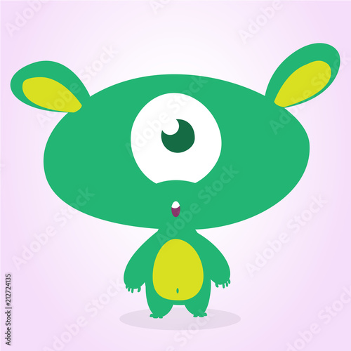 Funny cartoon one- eyed alien. Vector illustration of alien monster charater
