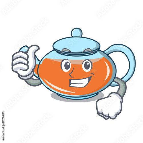 Thumbs up transparent teapot character cartoon
