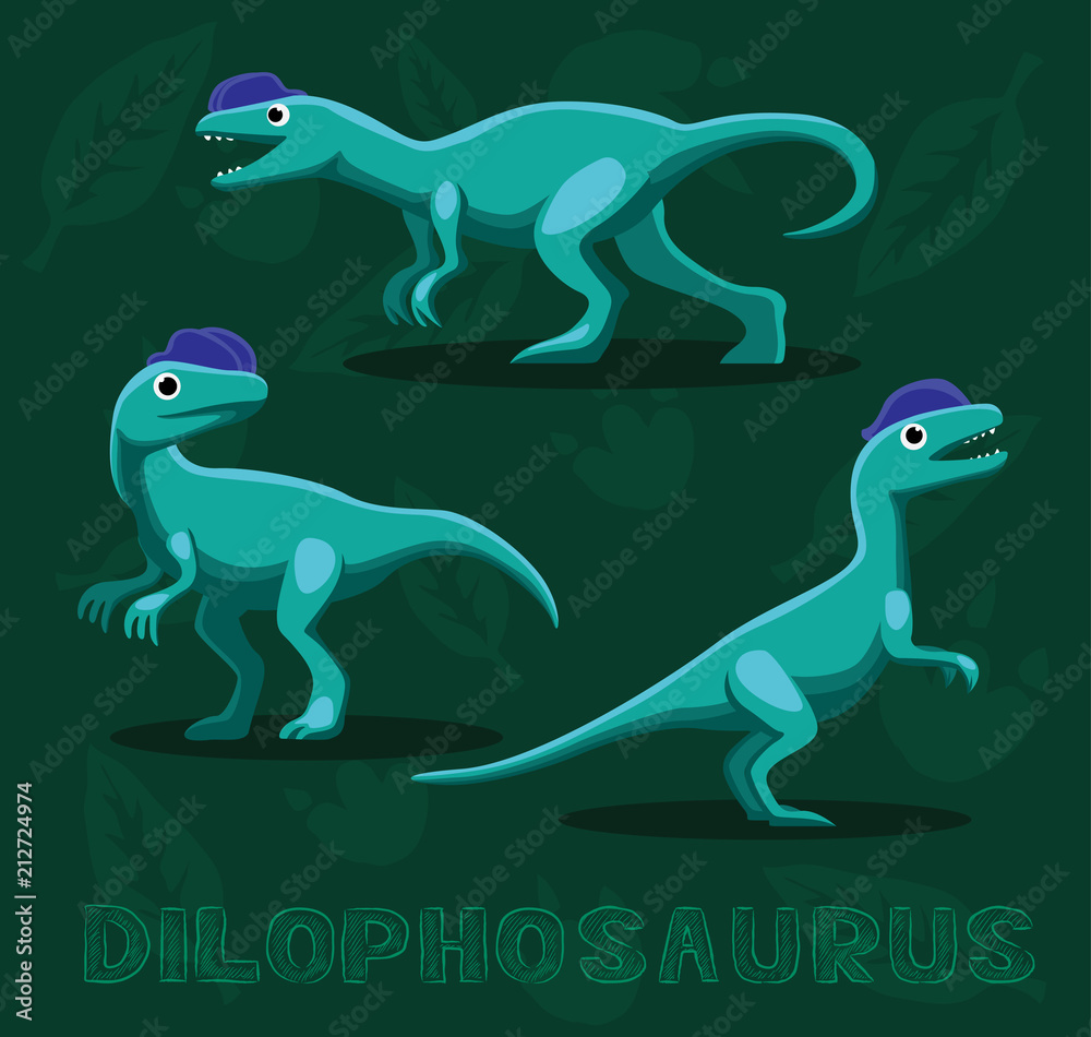 Dinosaur Dilophosaurus Cartoon Vector Illustration Stock Vector | Adobe ...