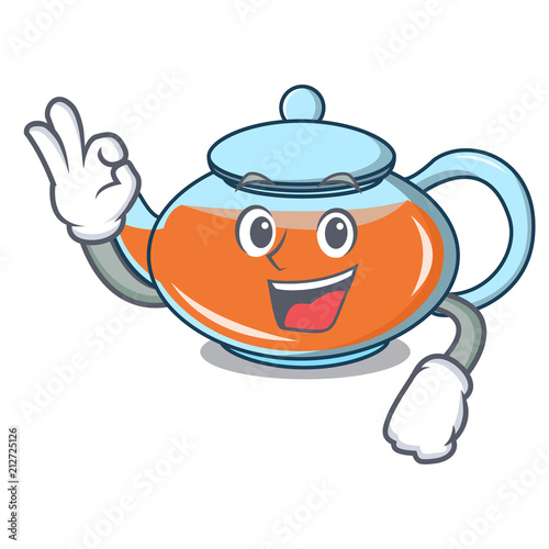 Okay transparent teapot character cartoon
