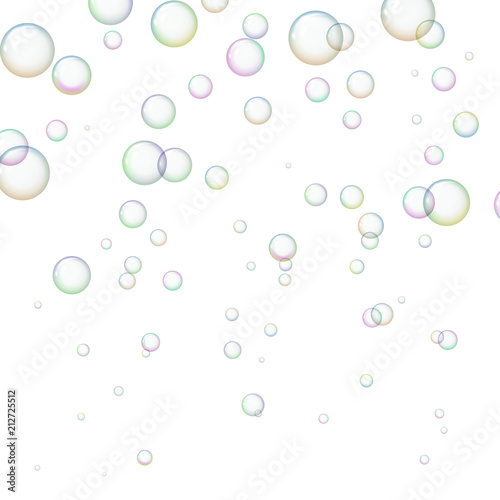 Background with shiny soap bubbles. Freshness and purity. Vector illustration.