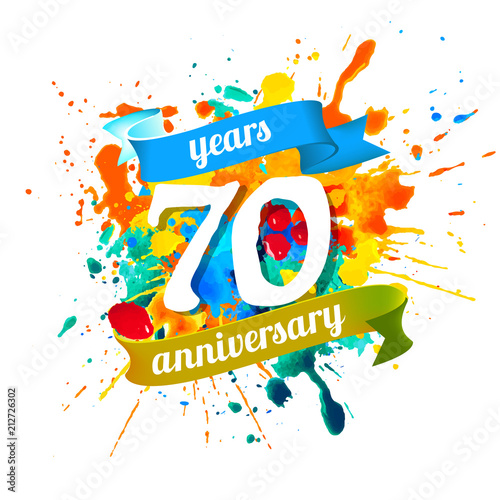 70 years anniversary. Splash paint