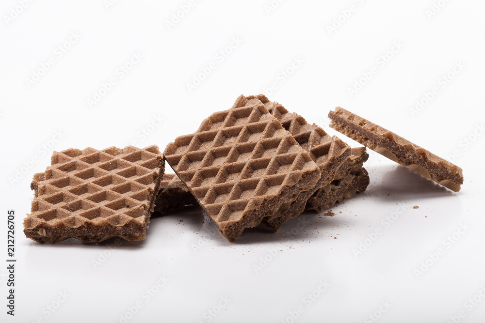 Chocolate waffels on white background Chocolate waffels on white background