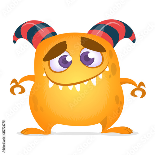 Funny cartoon monster. Vector orange monster illustration. Halloween design